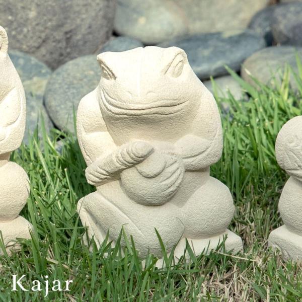 置物 オブジェ カエル ガムラン隊 カジャール お祈り 縁起物 幸運 石造 玄関 人形 バリ雑貨 ア...