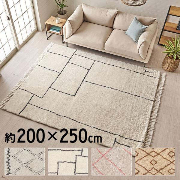 ラグ ラグマット 約 200×250cm ベニオワレン風 メッシュ 長方形 室内 カーペット ホット...