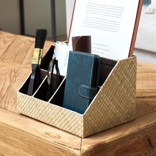 パンダン製 マルチ 収納 スタンド 間仕切り6分割 リモコン スタンド 立て 小物 入れ ラック 整...