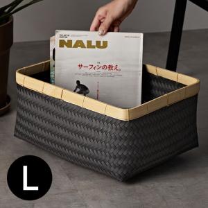 バスケット Lサイズ かご 27.6L バンブー 竹 プラスチック ランドリー 耐水 収納 洗濯物 荷物 入れ おしゃれ 北欧 雑貨 インテリア リゾート 西海岸 l-14065｜elements