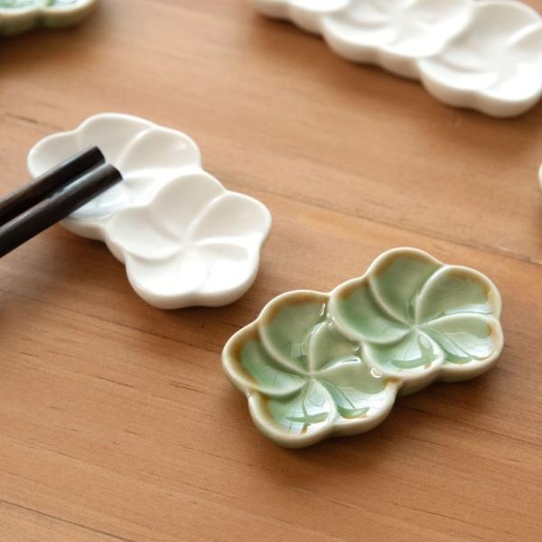 箸置き お箸置き 2連 カトラリーレスト 小皿 かわいい 陶器 プルメリア ギフト おしゃれ アジア...