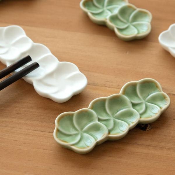箸置き お箸置き 3連 カトラリーレスト 小皿 かわいい 陶器 プルメリア ギフト おしゃれ アジア...