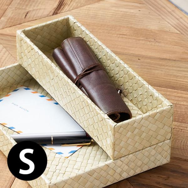 重ねて 使える パンダン製 収納トレイ Sサイズ トレー かご 整理 小物 入れ カトラリー ケース...