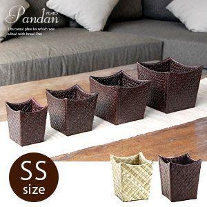 収納ボックス 卓上 ペン立て ゴミ箱 小物入れ 収納 かご バスケット アジアン バリ パンダン 雑...