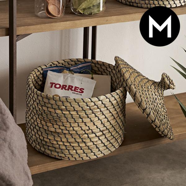 バスケット ふた 付き かご ポット シーグラス 約W 29cm D 29cm H 32cm 収納 ...