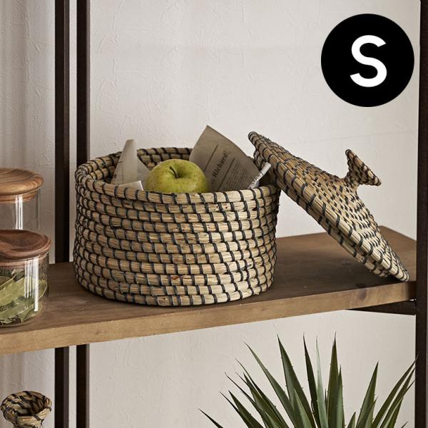 バスケット ふた 付き かご ポット シーグラス 約W 25cm D 25cm H 26.5cm 収...