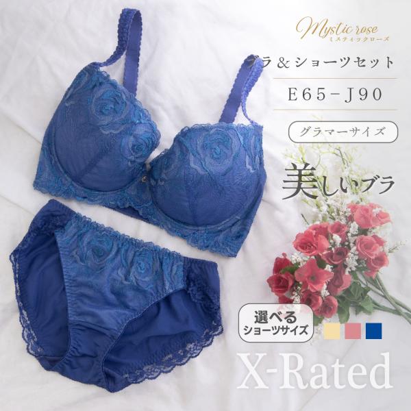 ブラジャー ショーツセット E〜Jカップ 大きいサイズ ワイヤーブラジャー ミスティックローズ X-...