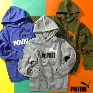 30%off プーマ キッズ スウェット パーカー PUMA ESS+ 2 COL ビッグロゴ フーディースウェット FL ジュニア 子供 裏起毛 プルオーバー 846536