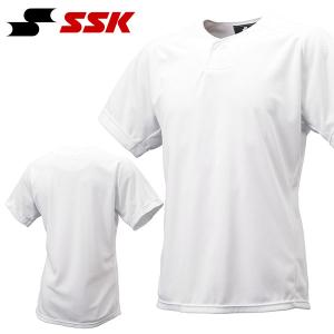 UV遮蔽率98.7% ゆうパケット対応可能！エスエスケイ SSK UVカット1ボタンベースボールTシャツ メンズ 半袖 野球ウェア 白 BT2310 得割18｜elephant