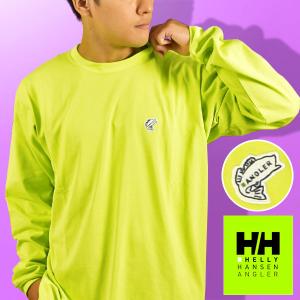 魚ワッペン ヘリーハンセン 長袖Tシャツ ロンT 生地厚 メンズ レディース HELLY HANSEN HHアングラー ワイドシルエット  HG32263 2022秋冬新作