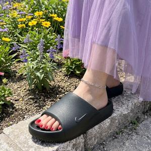 2026夏新作 ナイキ 厚底 サンダル レディース NIKE ウィメンズ カーム スライド 2.0 スポーツサンダル シャワーサンダル スポサン ブラック 黒 001