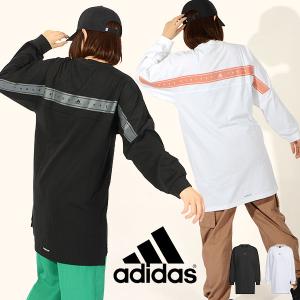 アディダス レディース ロング丈 長袖 Tシャツ adidas W WORD LS Tシャツ ロンT チュニック丈 ワンピース IEH94｜エレファントSPORTS