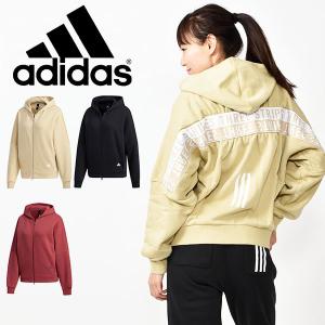 半額 50%OFF アディダス ジャージ adidas レディース W MHS WORDING スウェットフーディ フルジップ パーカー 裏起毛 オーバーサイズ ixk74