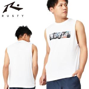 ゆうパケット対応！ 水陸両用 タンクトップ ラスティ RUSTY メンズ ラッシュガード Tシャツ UVカット ホワイト WHT 910470 30%off