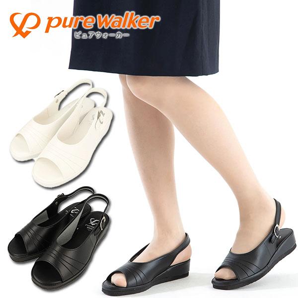 ナースサンダル レディース ピュアウォーカー PURE WALKER 疲れにくい オフィス 介護 シ...