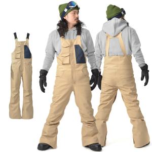 ビブパンツ メンズ  スノーボードウェア ストレッチ スノーパンツ ボトムス 立体縫製 撥水加工 スキー SNOWBOARD PANTS
