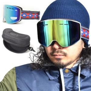 スノーボード ゴーグル ケース付き フレームレス メンズ レディース ミラー 平面 レンズ SNOWBOARD GOGGLE スキー