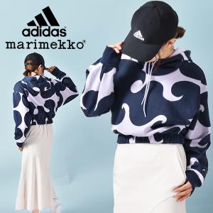 アディダス マリメッコ コラボ レディース ショート丈 パーカー adidas W MMK CROP HOODIE MARIMEKKO 裏起毛 プルオーバー JOKERI ヨケリ 2022秋新作 HJ7307