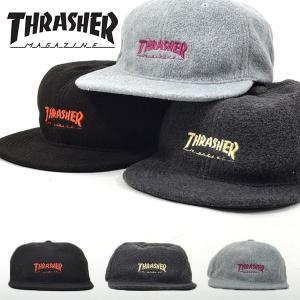 在庫処分品 現品限り 半額 50％off THRASHER スラッシャー キャップ CAP もこもこキャップ メンズ レディース ロゴ刺繍 キャップ 帽子 フラットバイザー｜elephantsports