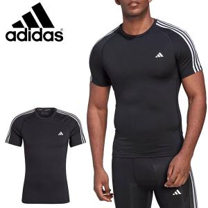 Lサイズ ゆうパケット発送！送料無料 アディダス メンズ 半袖 コンプレッション adidas M TF 3S Tシャツ TECHFIT テックフィット インナー ウェア RP431｜elephantsports