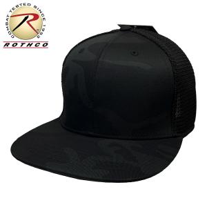 ROTHCO 新品 トラッカー キャップ ミッドナイト ブラックカモ メンズ 帽子 ベースボール フラット バイザー メッシュ MESH TRUCKER CAP 黒｜elephantwalk