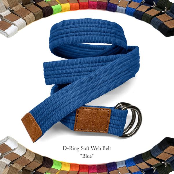 ネコポス対応 ダブルリング ソフト ウェブ ベルト - ブルー メンズ レディース ウェブ フリーサ...