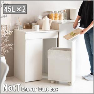 NotT (ノット) 分別ドロワーダストボックス 45L×2 ホワイト DB-F2200-WH｜eleuthera