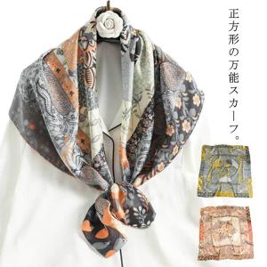 大判 ストール ハンダナスカーフ レディース 正方形 シルク調 スカーフ