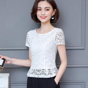 《送料無料》総レースtシャツ 半袖 透け感 レ...の詳細画像4