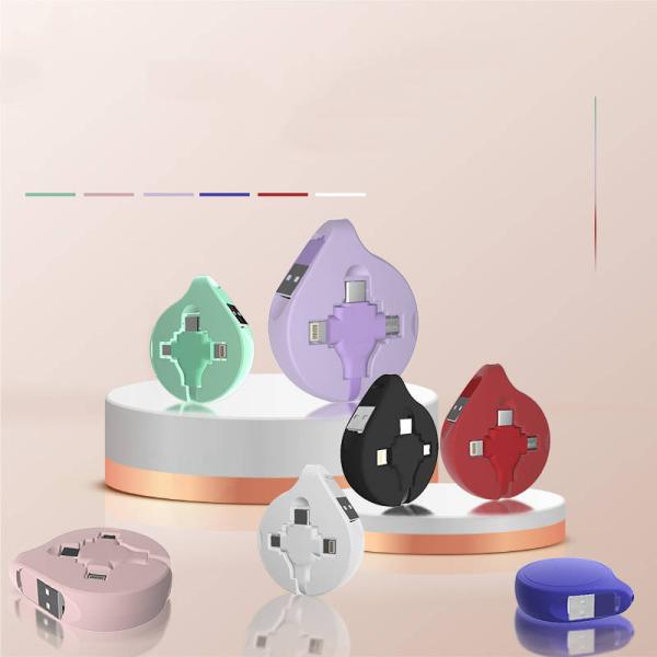 3in1 充電ケーブル 巻き取り ケーブル iPhone Android Type-C Lightn...