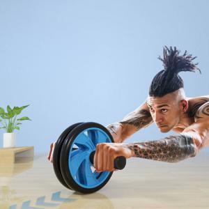 超静音 腹筋ローラー マット付 ダブルローラー...の詳細画像1