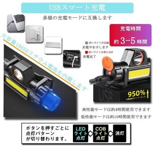 ヘッドライト 充電式 led usb充電式 防...の詳細画像4