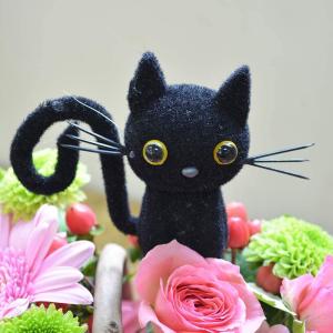 生花 ネコ 猫ピック付き 手つきバスケットアレ...の詳細画像4