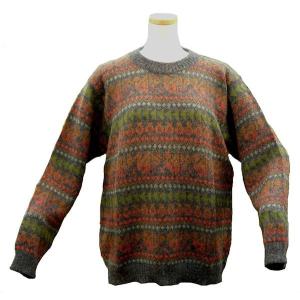 ALC-051 アルパカ１００％セーター　丸首　幾何学柄　男性　暖かい　綺麗｜elgusto