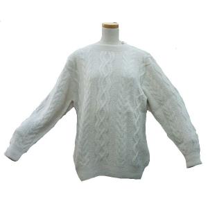 ALC-068-1 生成り色　 アルパカ１００％セーター　丸首　男女　縄編み柄　暖かい　綺麗｜elgusto