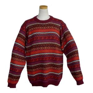 ALC-070 アルパカ１００％セーター　丸首　幾何学柄　男性　暖かい　綺麗｜elgusto