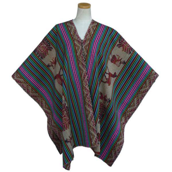 PO-E04  ポンチョ 民族織物 マンタフォルクローレ衣装 アンデス 民族衣装