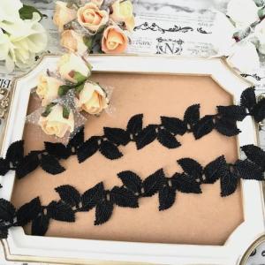 レース リーフ 黒 ケミカルレース リーフ模様 黒