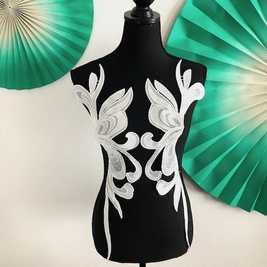 モチーフレース お花 ペアセット レオタード 白 ハンドメイド 衣装 装飾 ホワイト レースモチーフ...