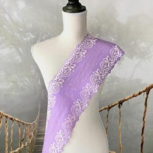 レース リボン 手芸 チュールレース 花模様 花柄 刺繍ブレード 紫