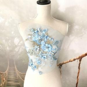 週末大幅セール❣️社交ダンスドレス 花柄 立体刺繍 モチーフ フラワー 3D バラ 刺繍 薔薇 衣装 装飾 社交ダンス 素材
