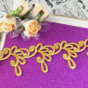 アップリケ レース ゴールド 刺繍ワッペン ブ...の詳細画像2