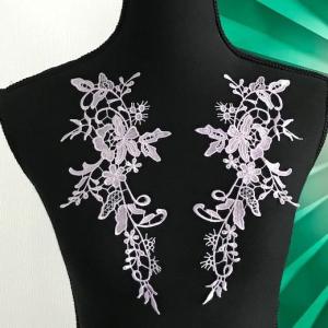 モチーフレース 紫 花模様 バラ柄 刺繍 ペア...の詳細画像1