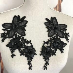モチーフレース 3D お花 ビーズ付き ペアセ...の詳細画像2