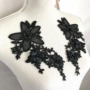 モチーフレース 3D お花 ビーズ付き ペアセ...の詳細画像3
