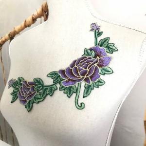3D モチーフレース 紫 バラ柄 刺繍 衣装 ...の詳細画像2