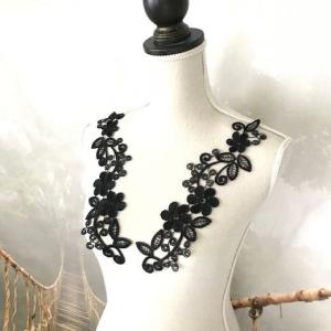 フラワーモチーフレース ブラック お花 ペアセ...の詳細画像1