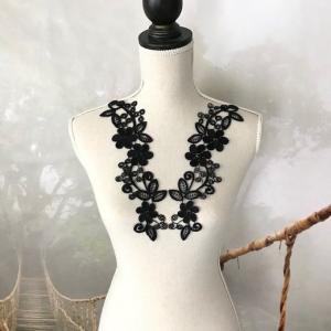 フラワーモチーフレース ブラック お花 ペアセ...の詳細画像3