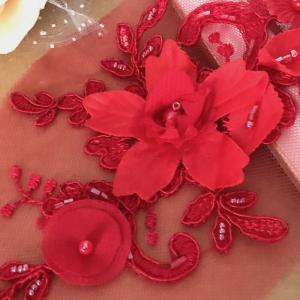 モチーフ 衣装 レッド 花 ビーズ付き チュー...の詳細画像2