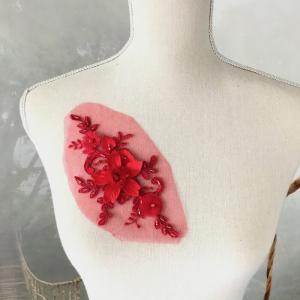 モチーフ 衣装 レッド 花 ビーズ付き チュー...の詳細画像4